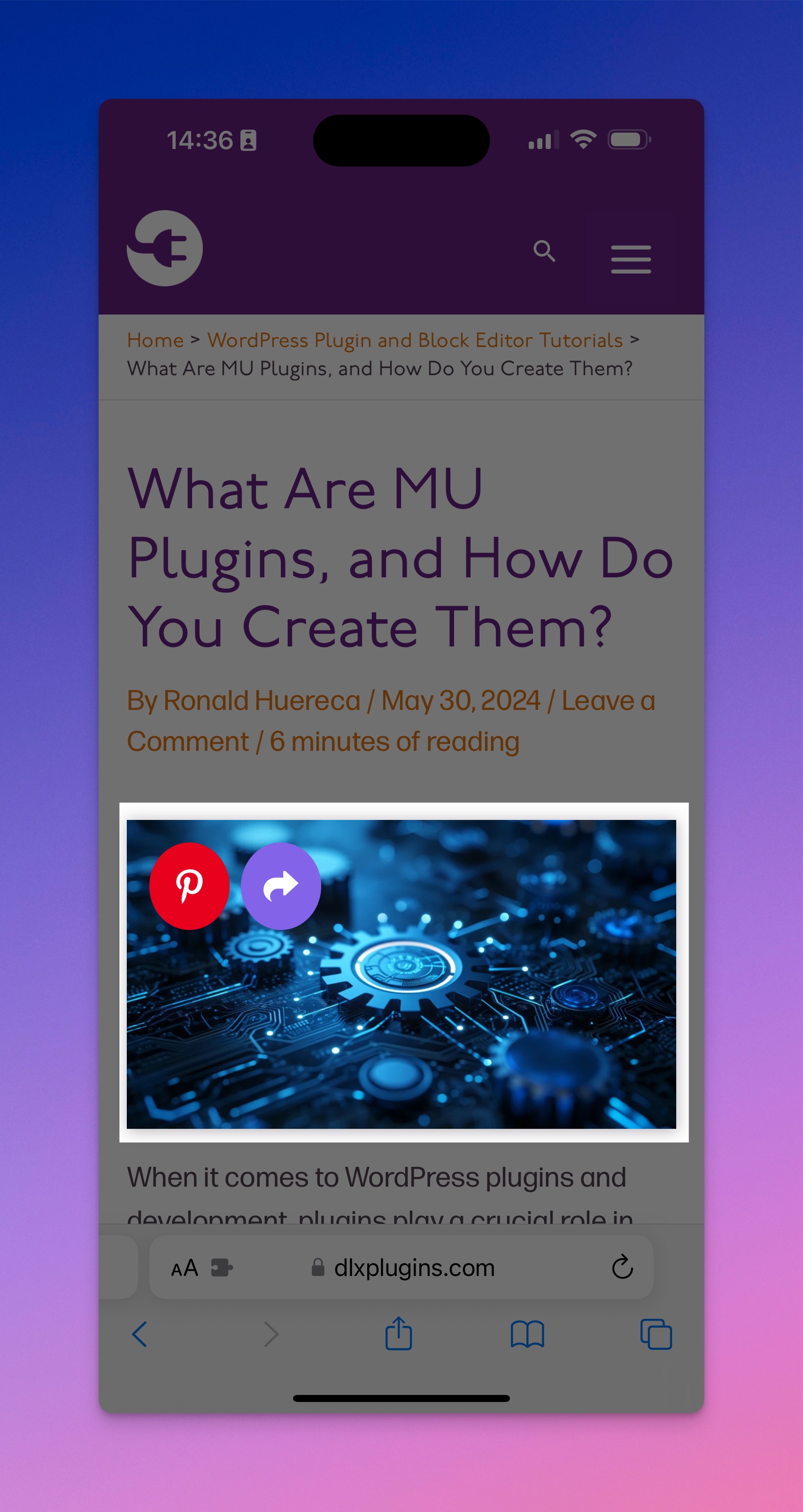 Sharing Options on an Image