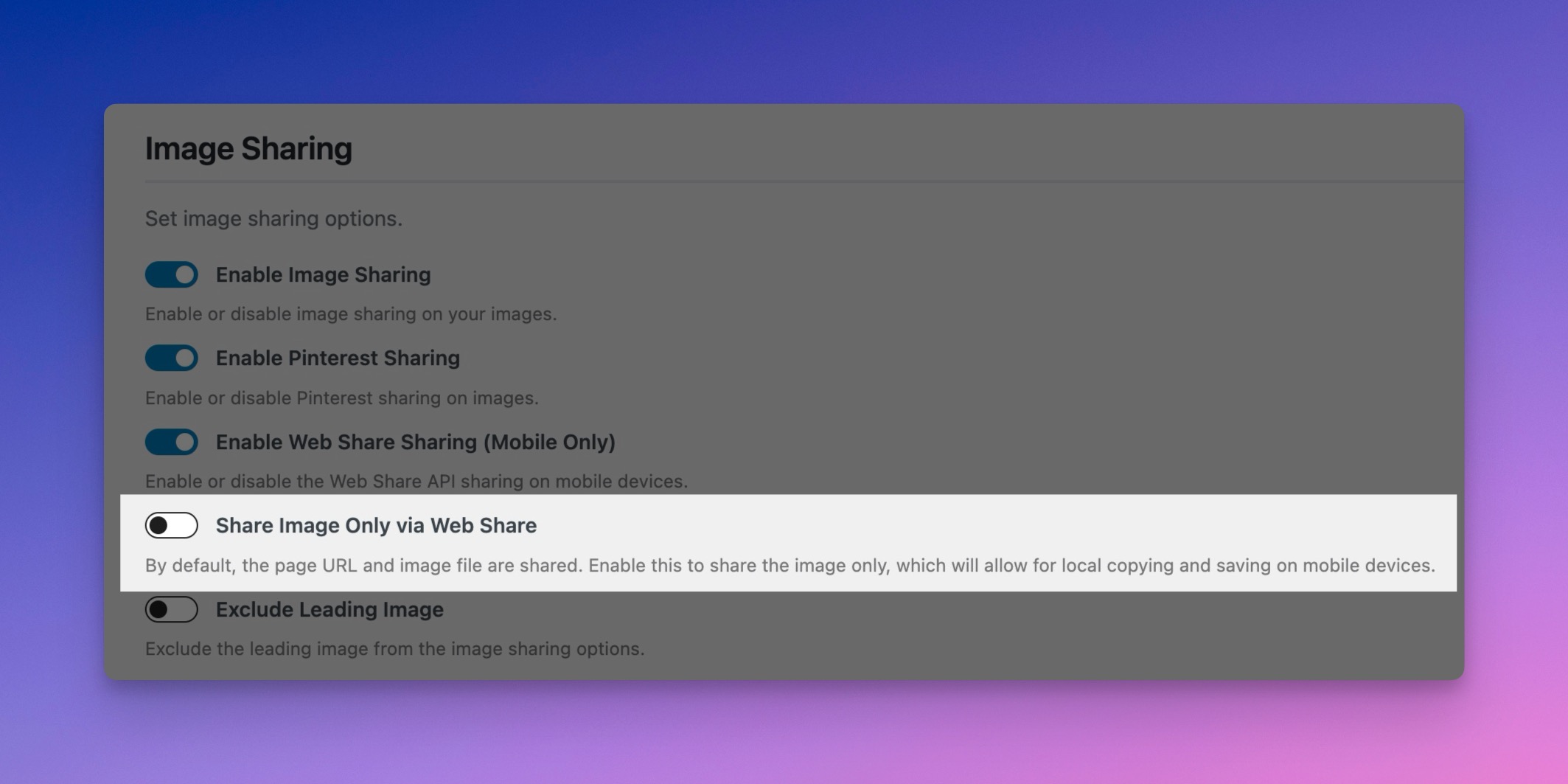 Share Image Only Option for Web Share