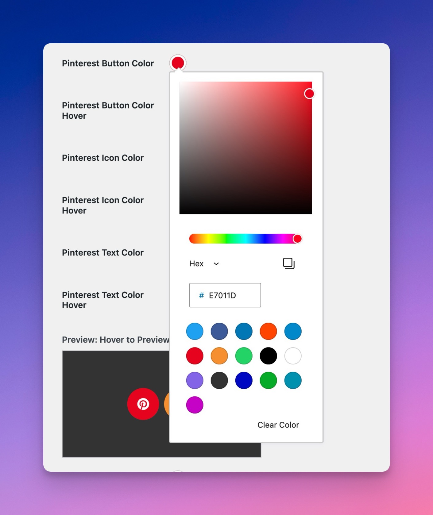 Pinterest Color Picker Option