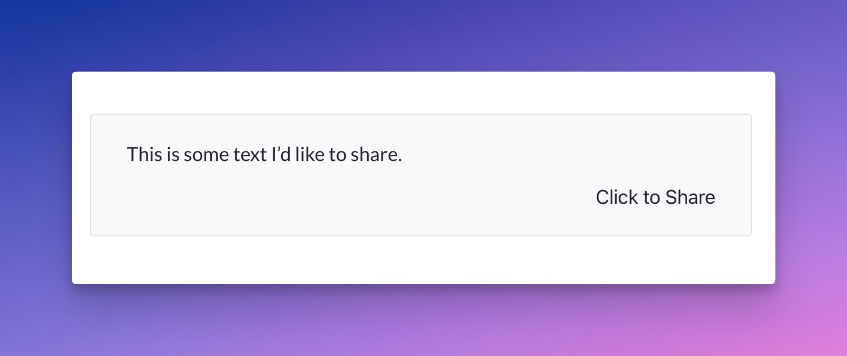 Click to Share Section Without an Icon