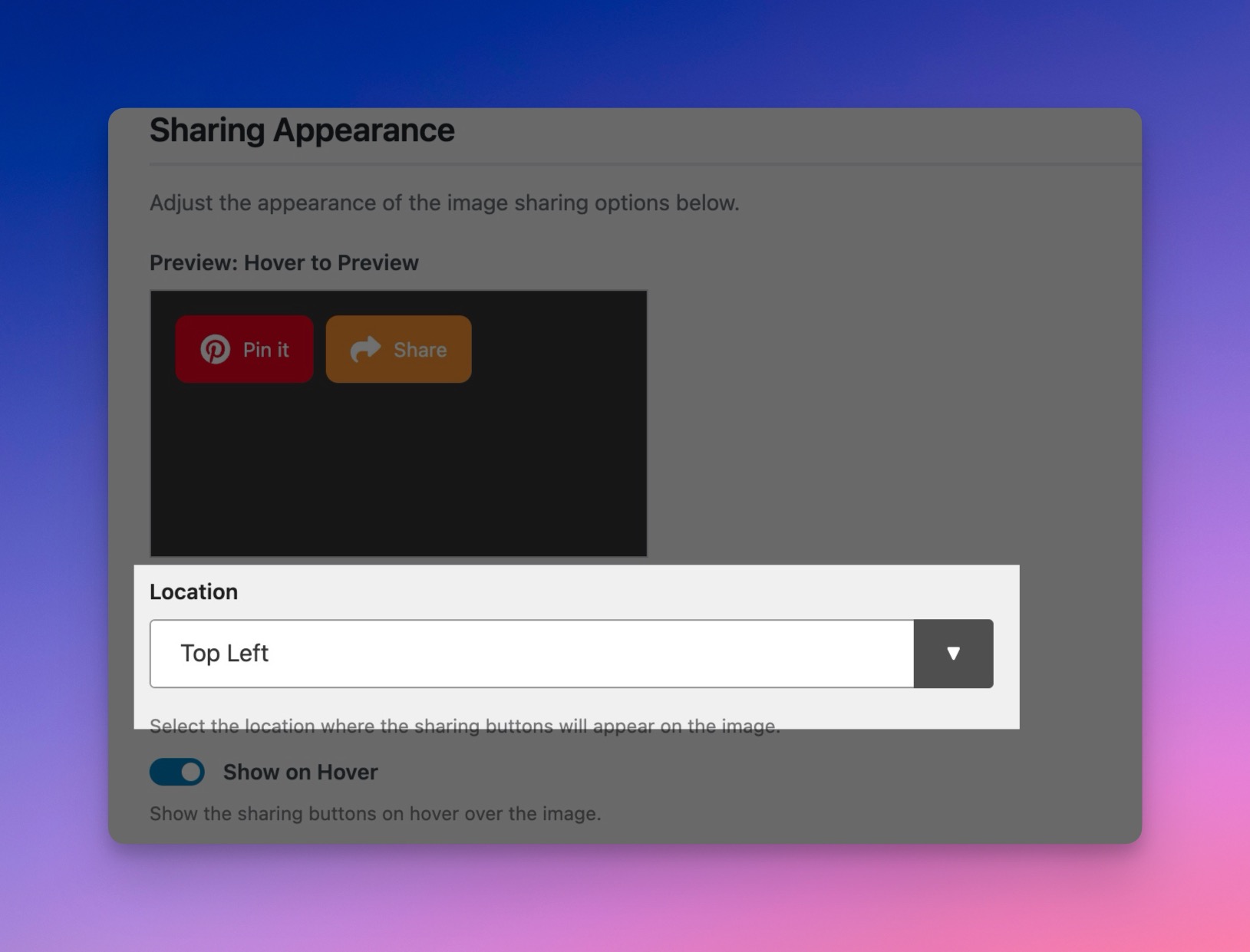Set the Sharing Location