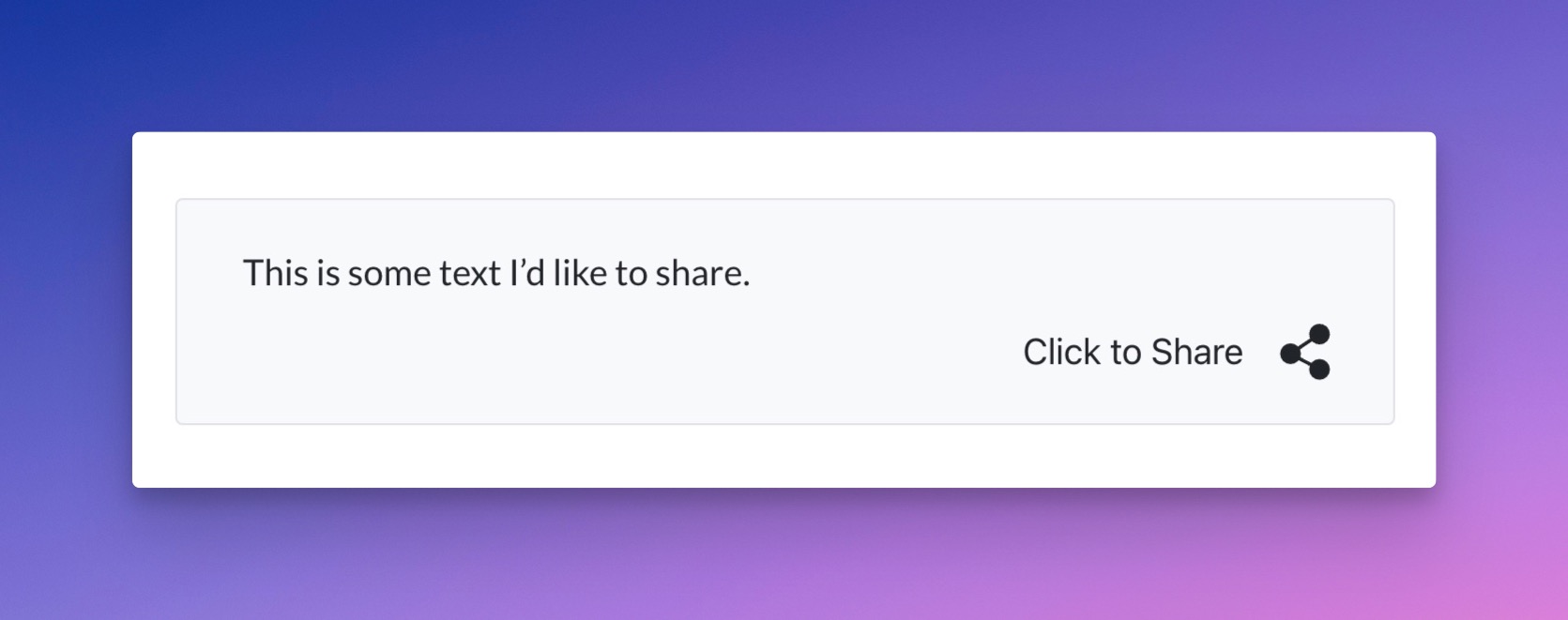 Default Appearance of Click to Share Shortcode