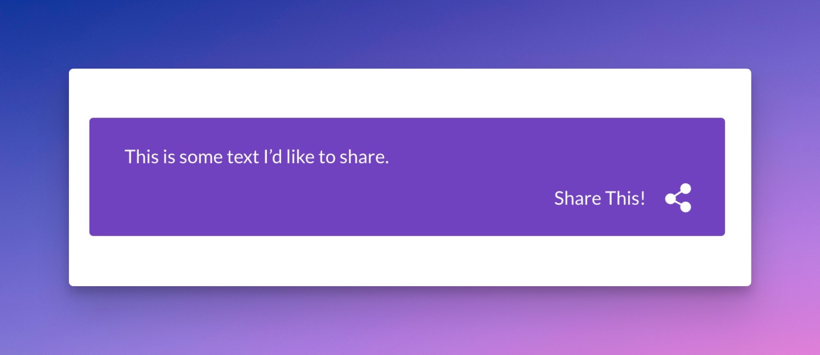 Custom Share This Text in the Button Area