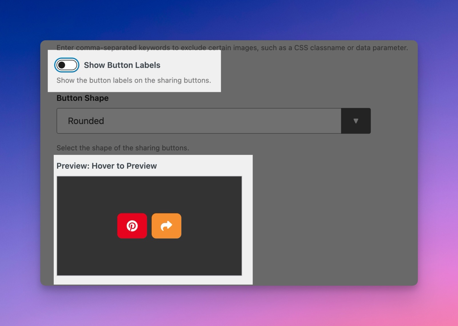 Hide the Sharing Button Labels to Show Icons Only