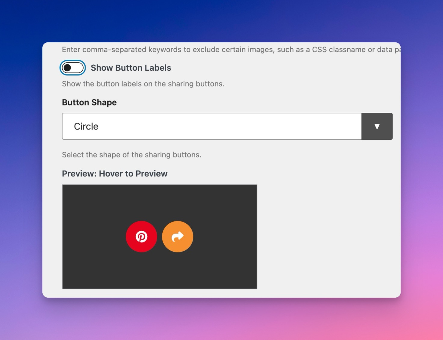 Circle Button Shape with Labels Hidden