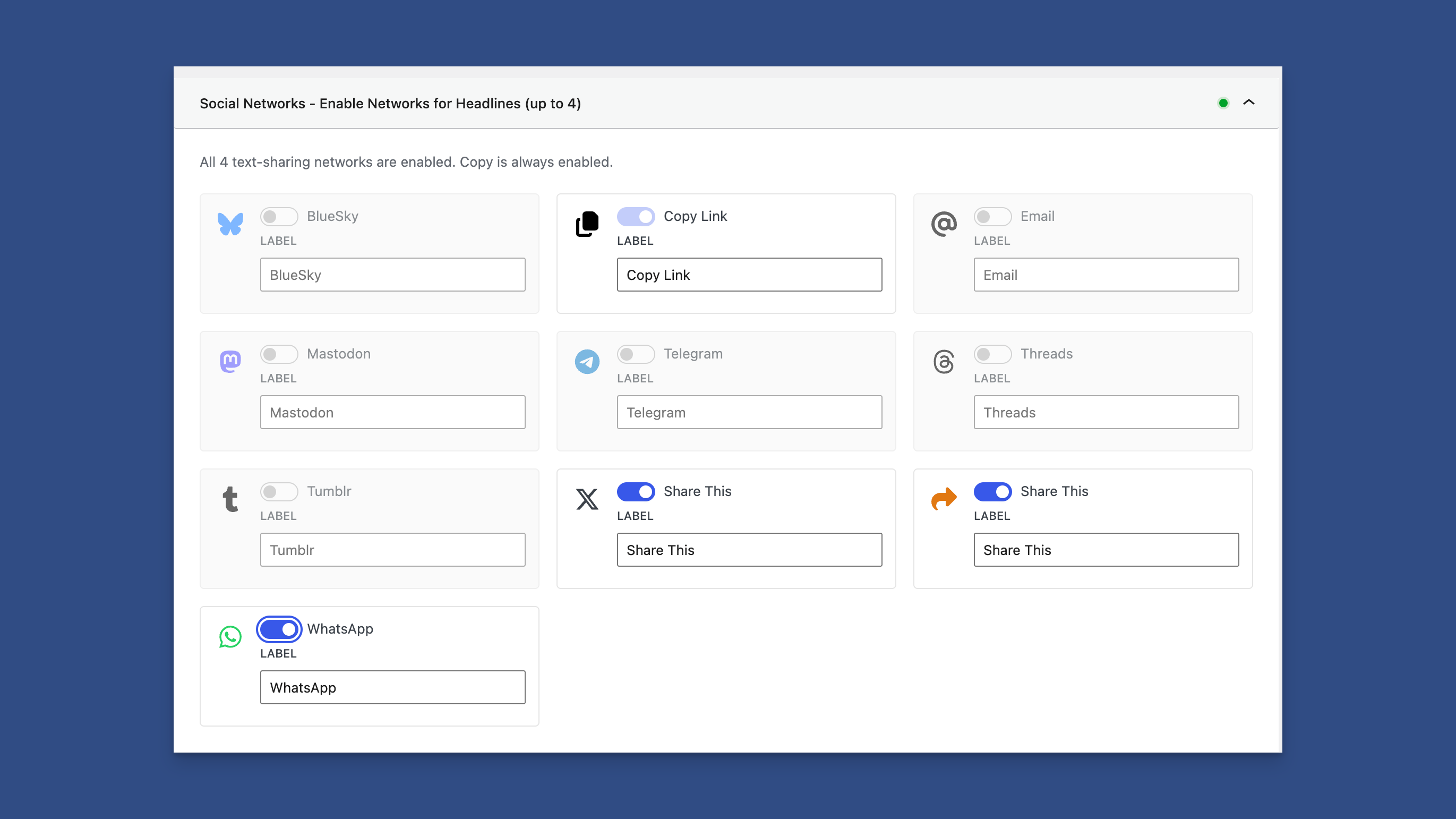 Headlines Interface with All Social Networks Selected