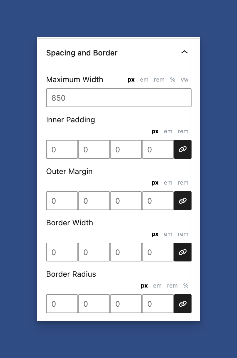 Border, Padding, and Margin Options