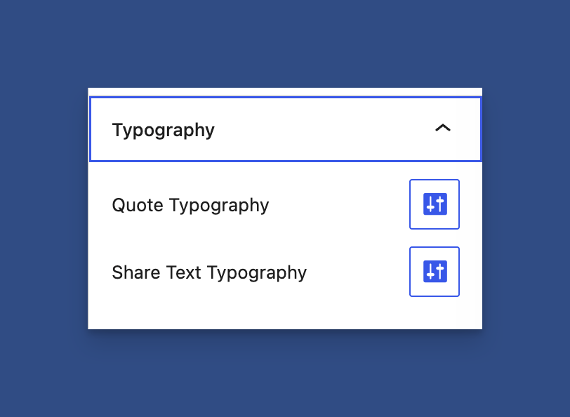 Typography Options for the Quote and Share Text Typography