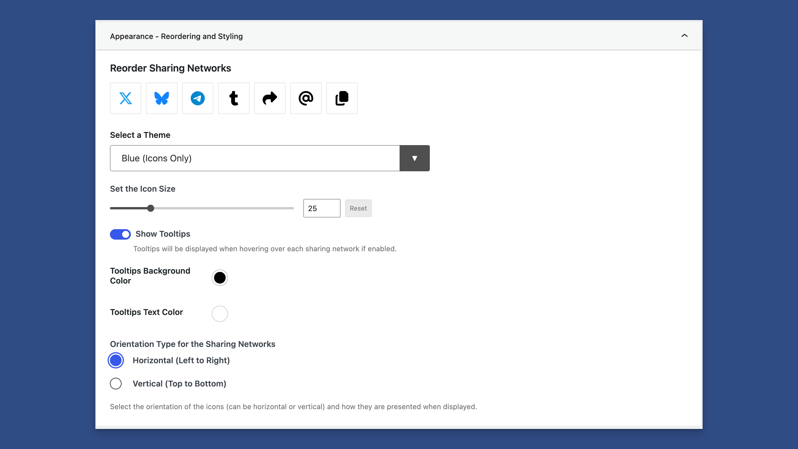 Appearance Panel for Setting the Content Sharing Appearance
