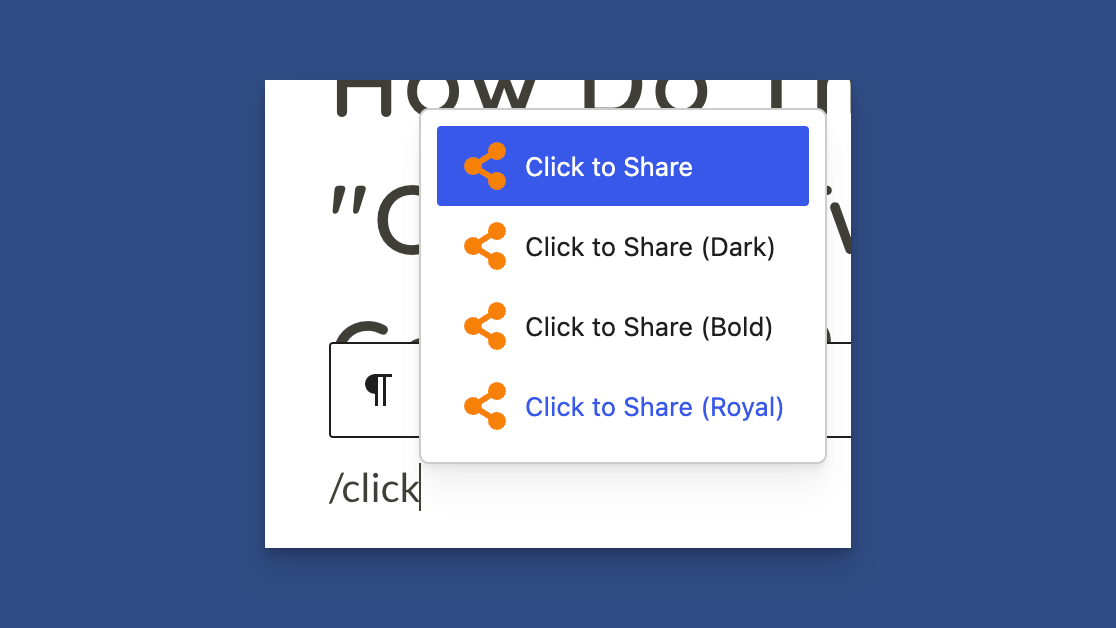 Click to Share Blocks Using a Slash Command