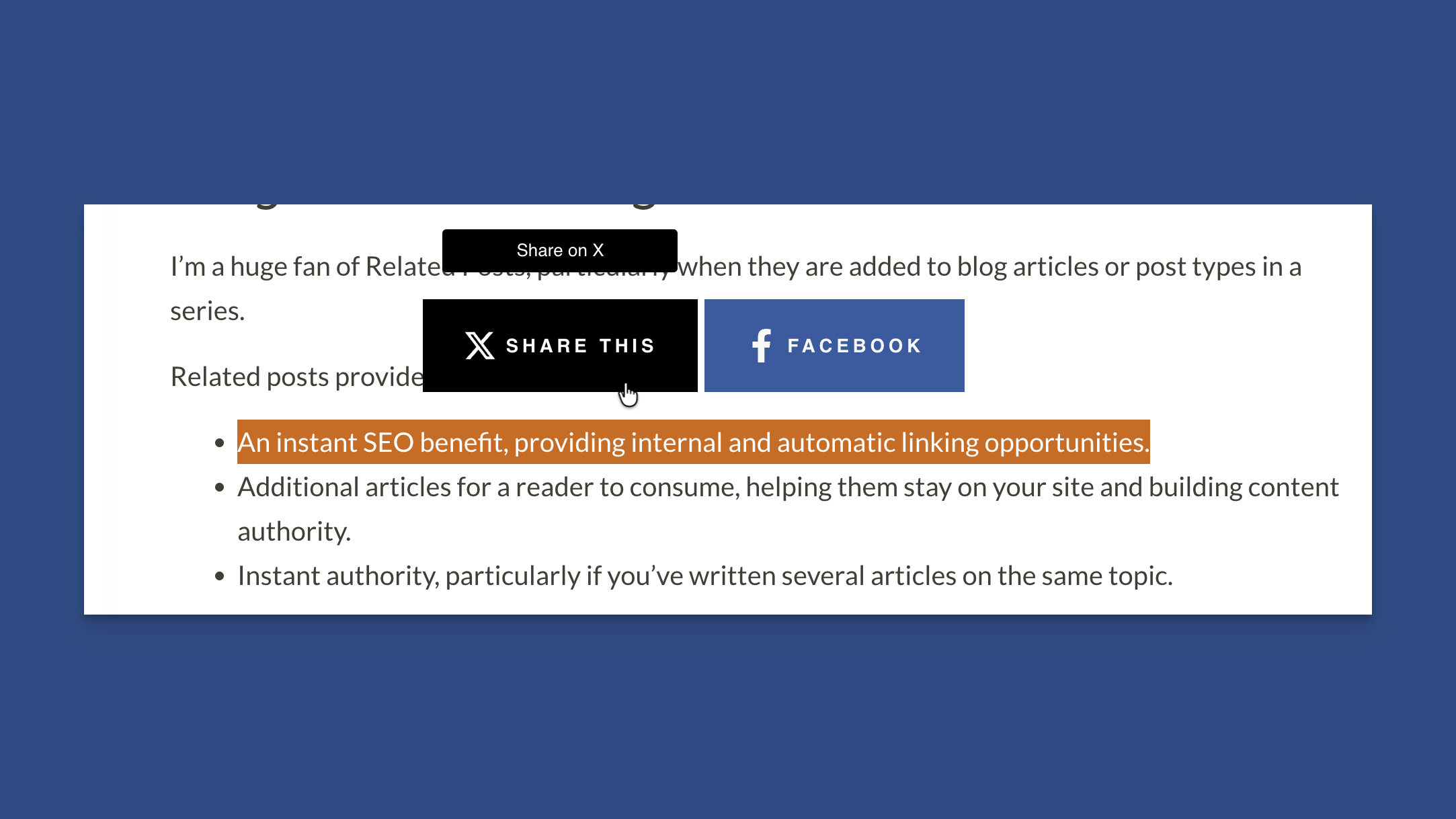 Content Sharing via Text Selection With Highlight and Share