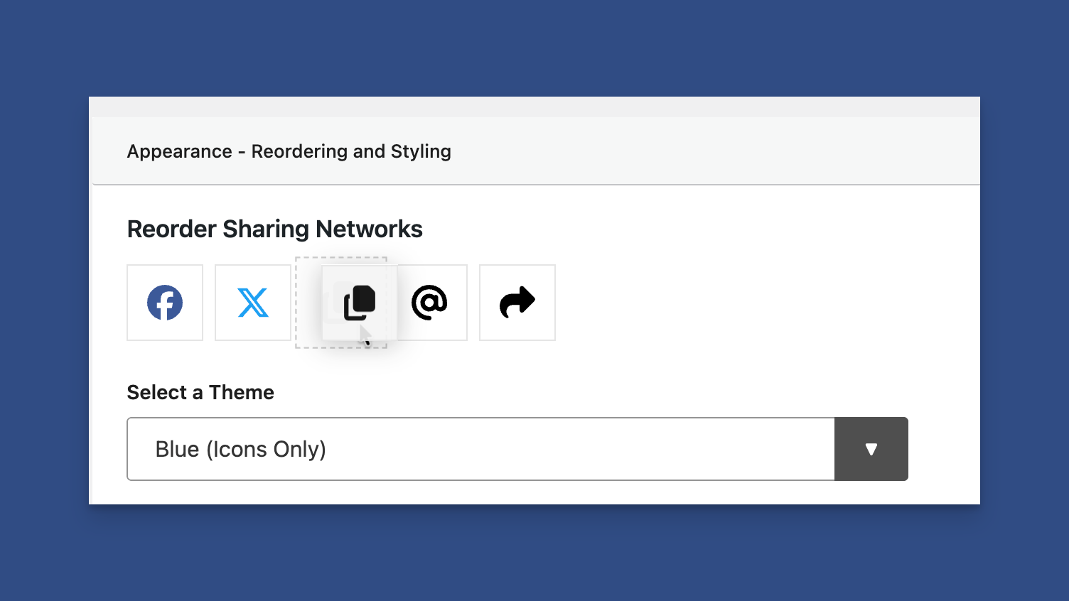 Reordering the Networks under the Appearance Panel