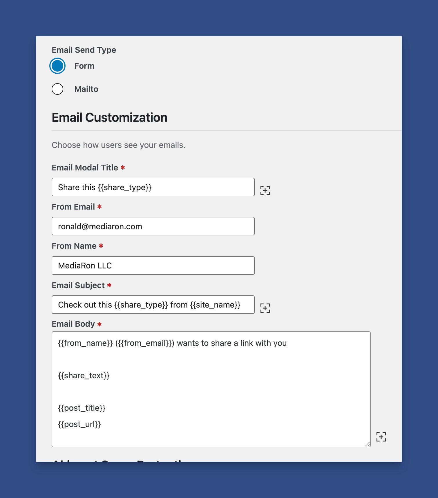 Form Fields When Emailing From Your Site