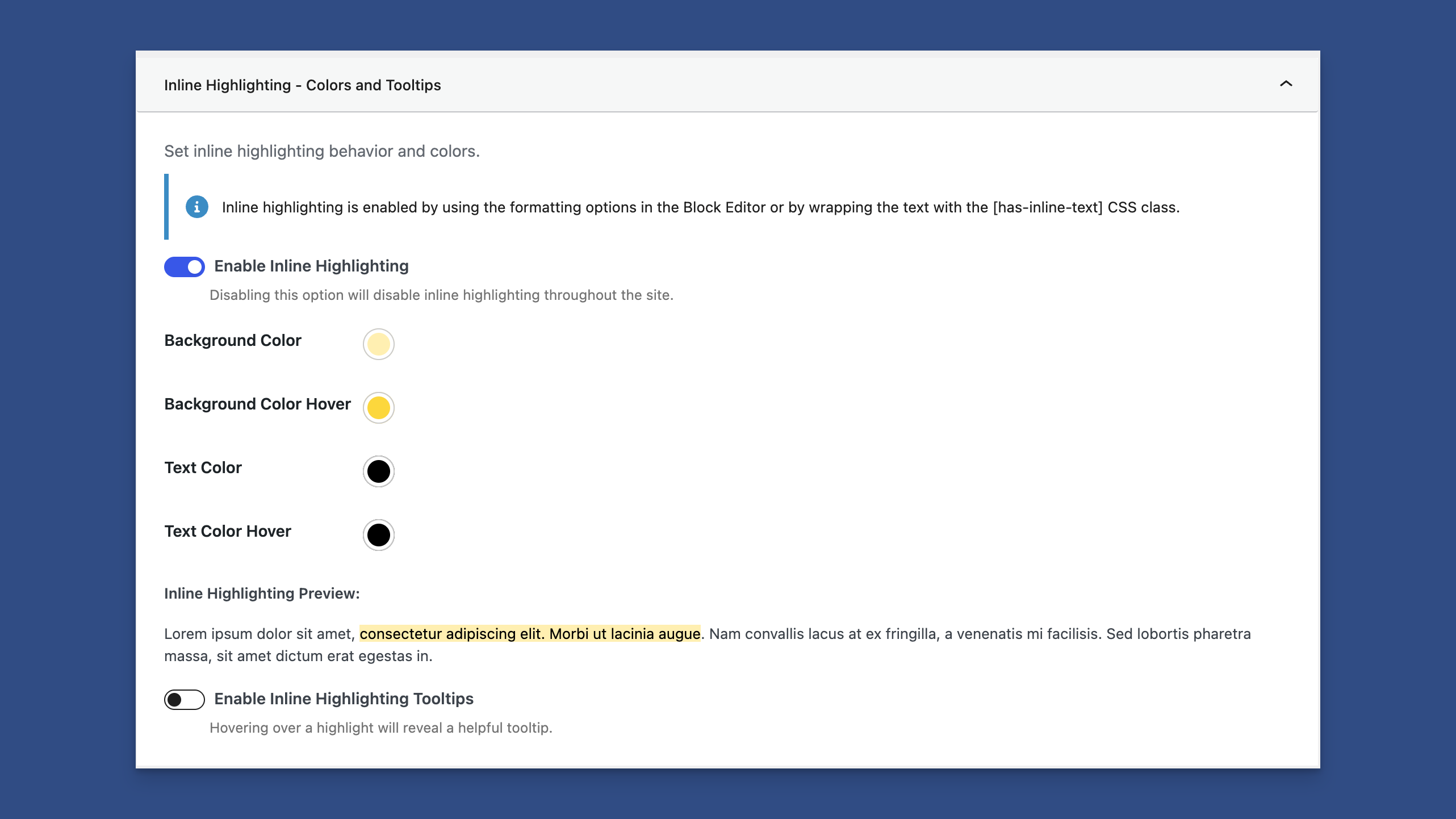 Inline Highlighting in the Content Sharing Tab