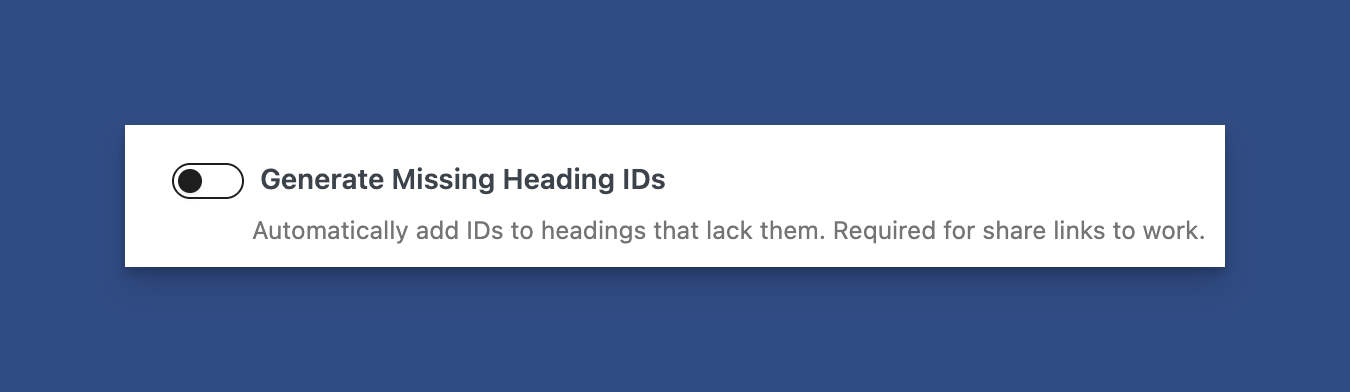 Generate Missing IDs Option