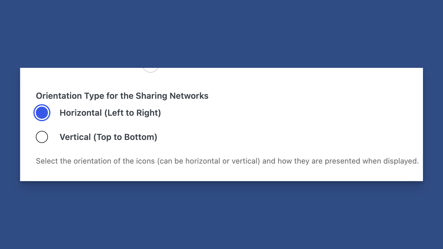 Orientation Settings in the Appearance Panel for Content Sharing