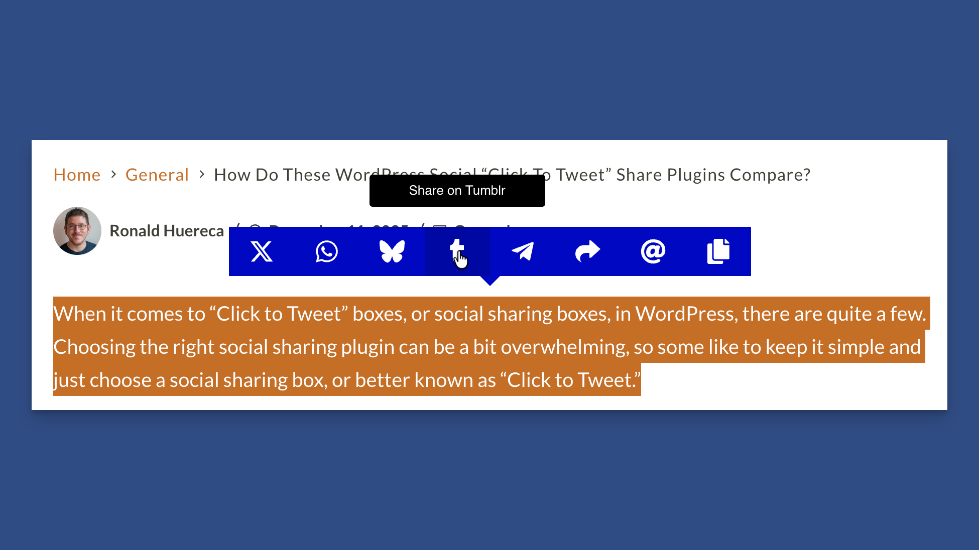 Text Selection With Highlight and Share