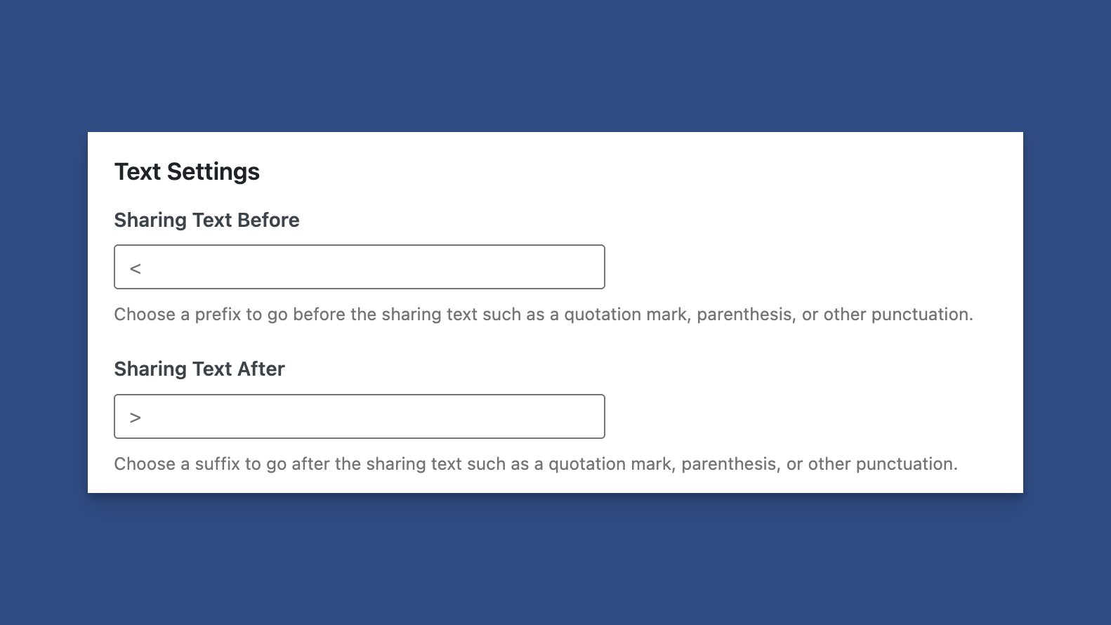 Setting a Sharing Prefix and Suffix