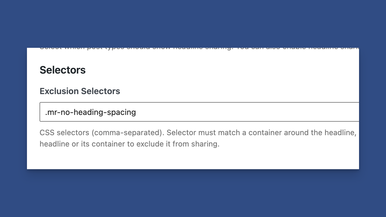 Exclusion Selectors Option