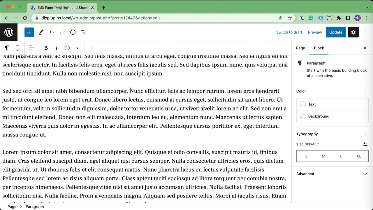 Select Inline Social Highlight to Highlight Text