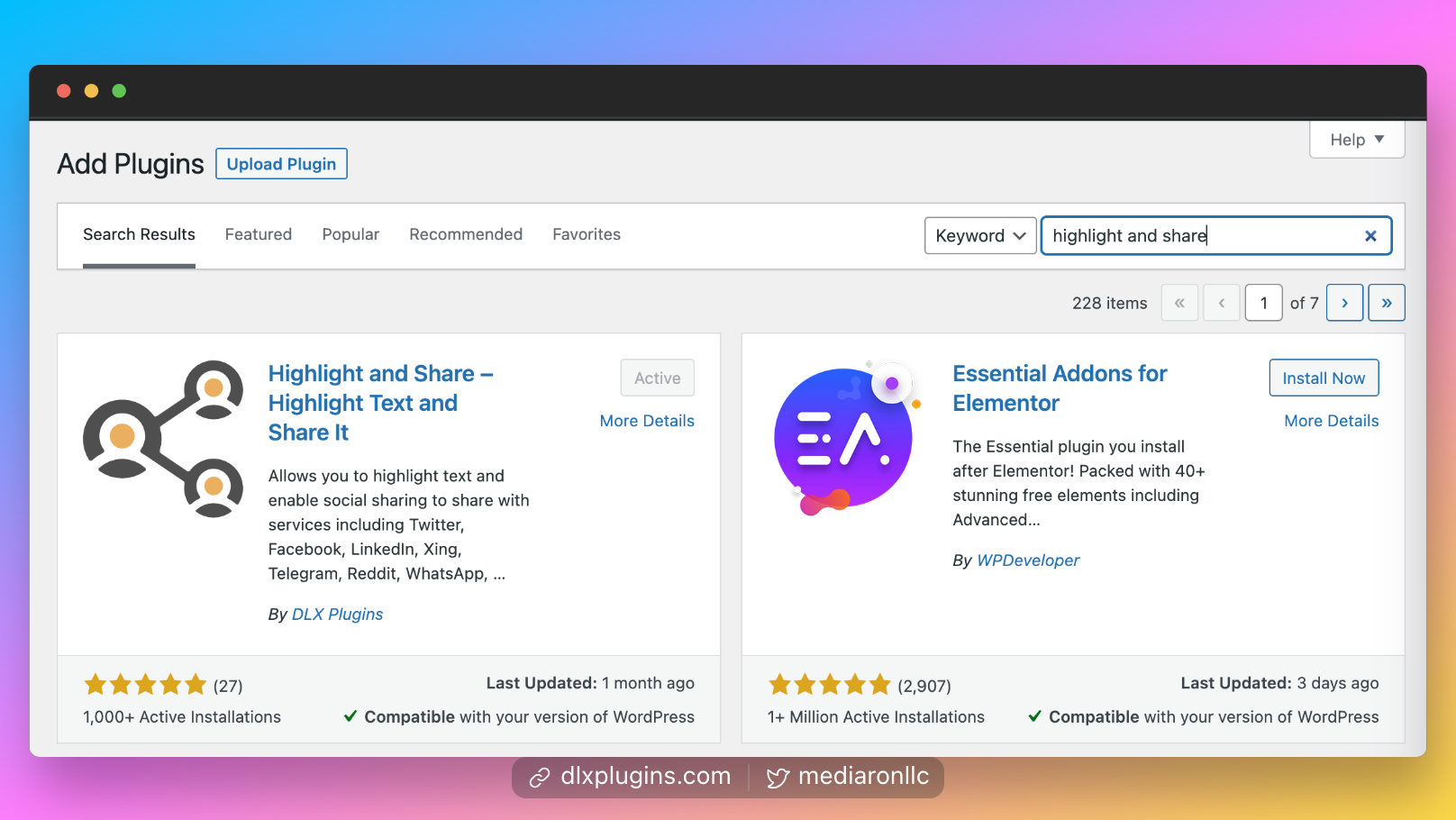 Installing Highlight and Share in the WordPress Admin