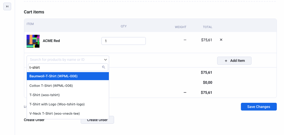 Editing the contents of a cart