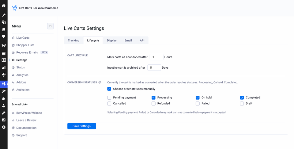 The Lifecycle tab