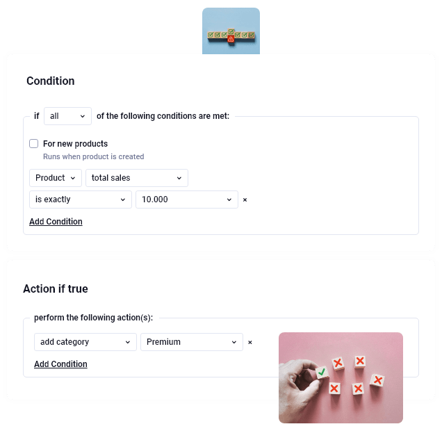 Automatic Product Categories Conditions