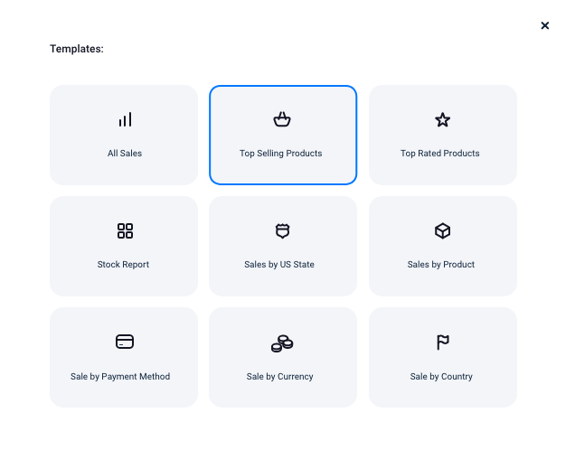 Built-in report templates list interface in the Ninjalytics plugin