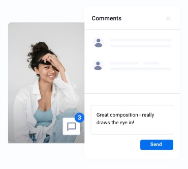 PhotoBerry Studio image comments feature enabling clients to leave feedback directly on photos