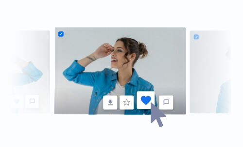 PhotoBerry Studio favorites feature allowing visitors to bookmark their favorite photos