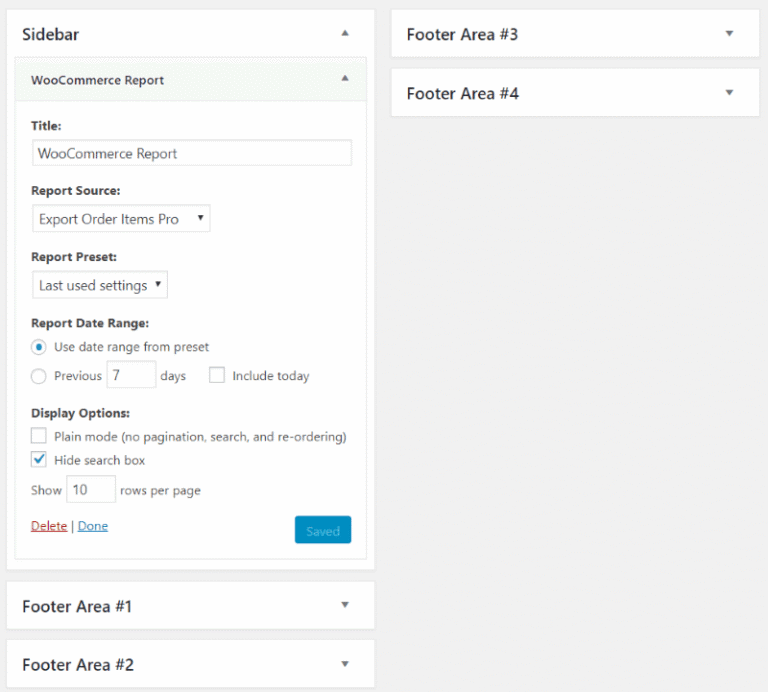 WordPress widget support