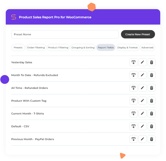 Create and share report presets