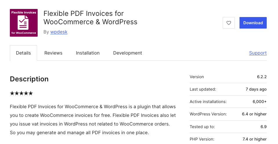 Flexible PDF Invoices for WooCommerce & WordPress plugin