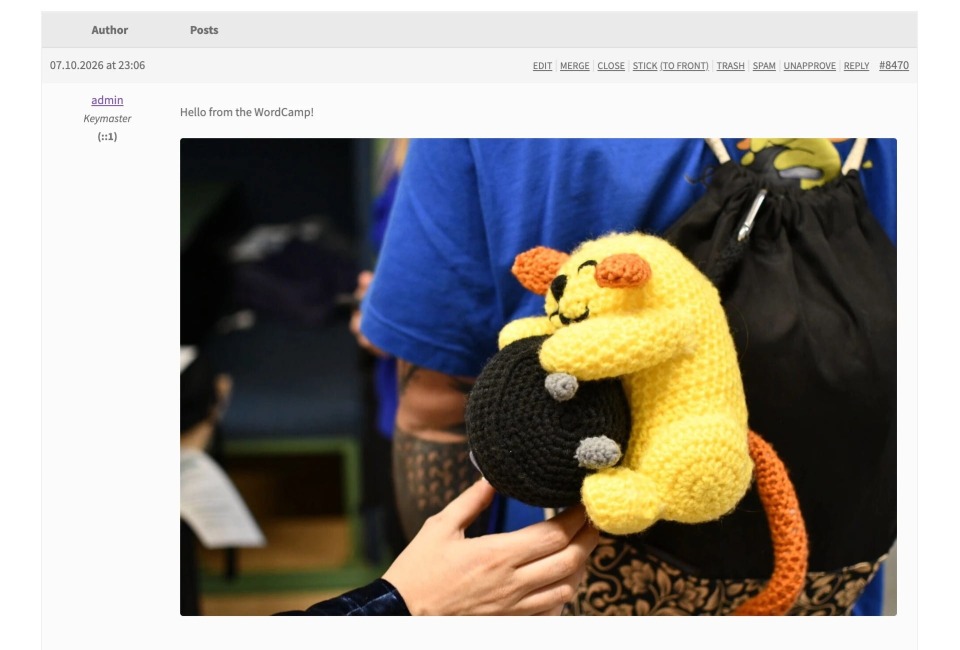 bbPress forum reply with an uploaded image displayed inline